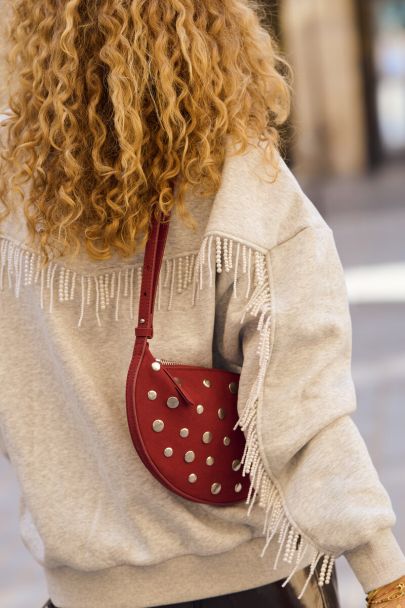 Grijze sweater met imitatieparels
