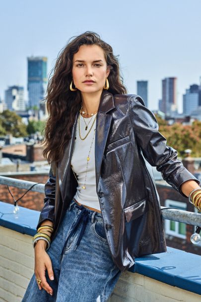 Bruine lak blazer