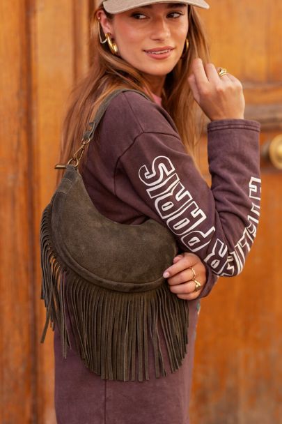 Bruine sweater met opdruk 'Le Marais'