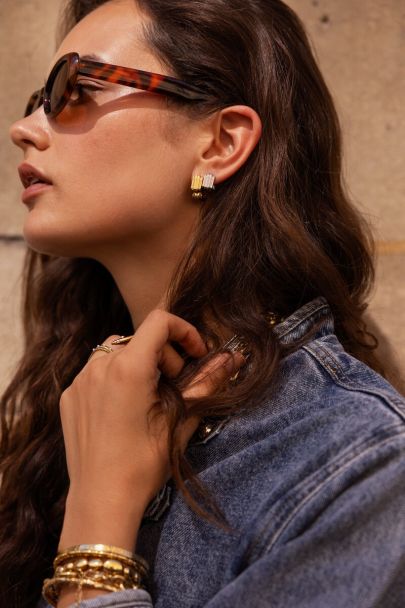 Boucles d'oreilles carr&eacute;es Bold avec texture