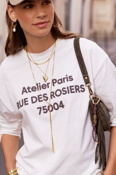 Witte longsleeve met opdruk 'Atelier Paris'