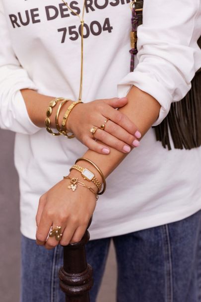 Armband met groot hart en imitatieparels