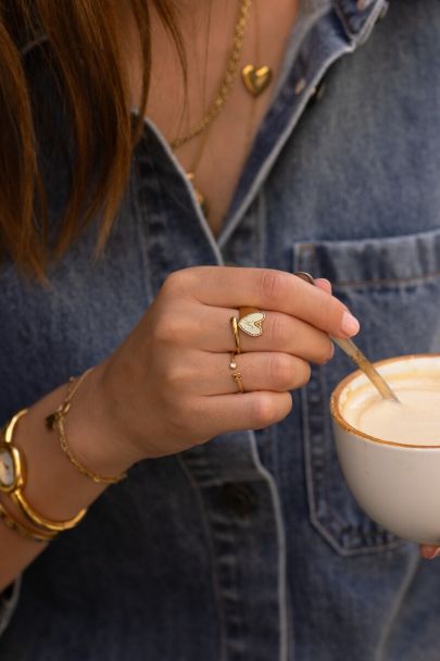 Initial ring with rhinestone