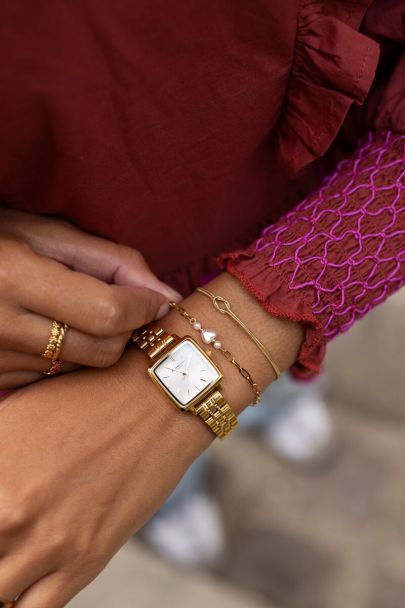 Square watch with chain strap