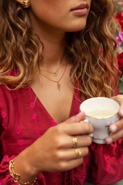 Vintage ketting met platte roos