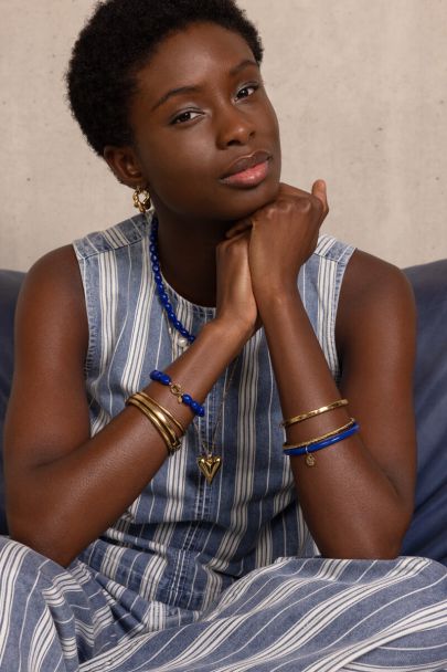 Donkerblauwe dunne bangle set