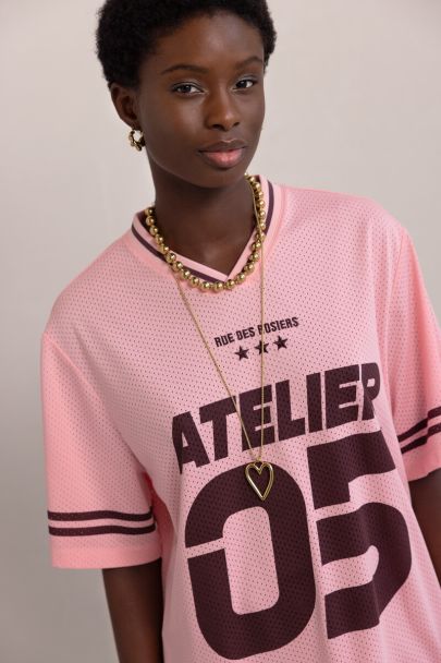 Roze sporty mesh T-shirt