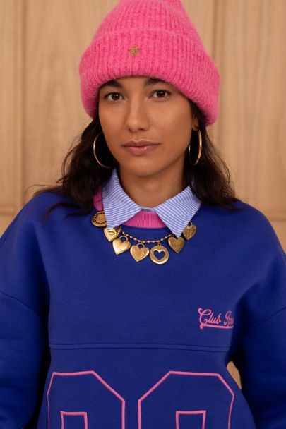 Roze gebreide beanie