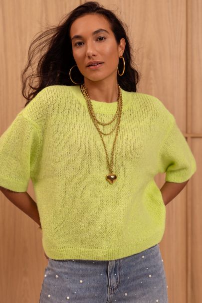 Pull oversize vert à manches courtes