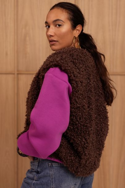 Gilet sans manches marron en fausse fourrure