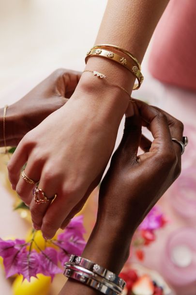 Bracelets set hearts two gold coloured and one silver coloured
