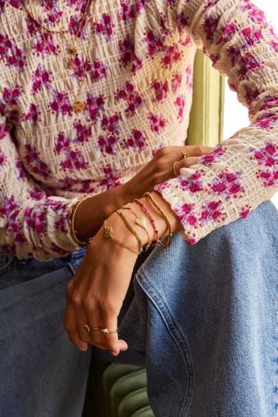 Fortune roze elastieken mini kralen armband
