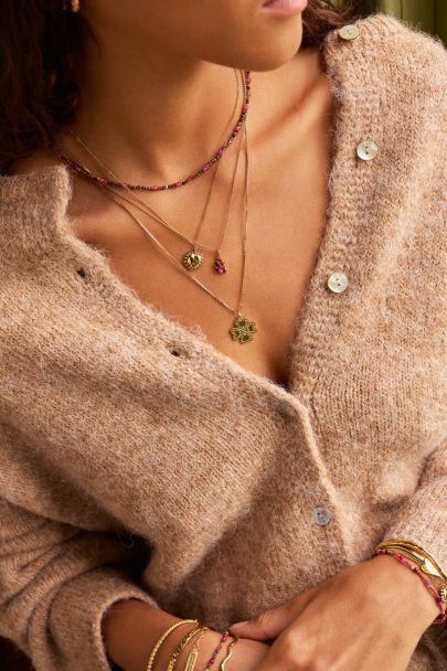 Fortune Kette mit fünf bunten Strasssteinen
