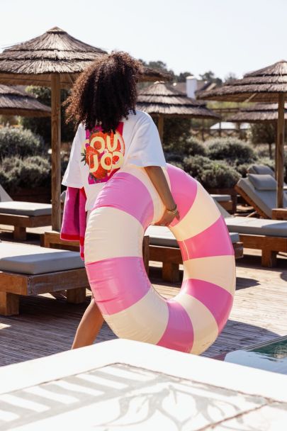 T-shirt blanc imprim&eacute; fruits "coucou" 