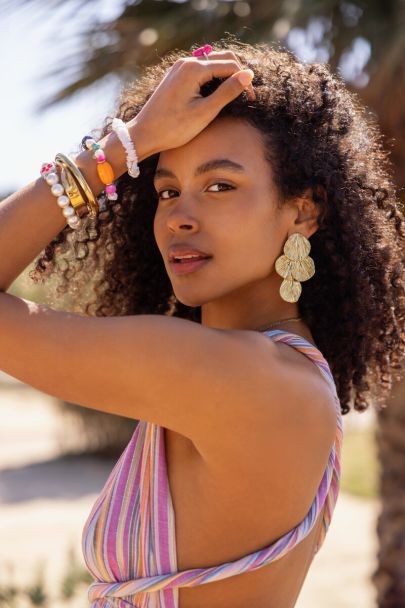 Tropical oorhangers met vier schelpen