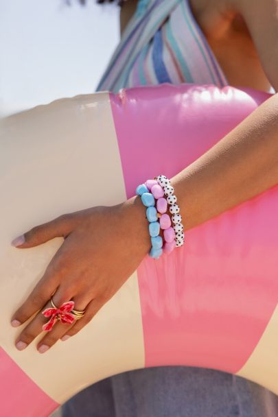 Tropical elastisches Armband mit pinken Perlen