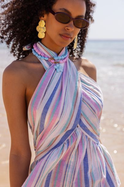 Tropical blauwe kralen ketting