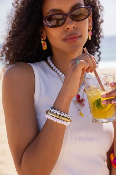 Tropical elastieken armband met schelpen