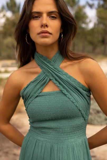 Robe longue convertible verte