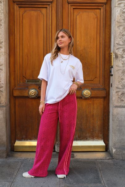 Roze kanten broek met tapes