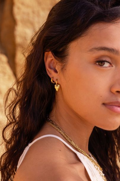 Boucles d&rsquo;oreilles coeur &agrave; perles fantaisies