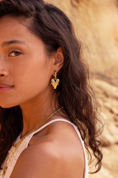 Maxi boucles d’oreilles coeur à perles fantaisies 