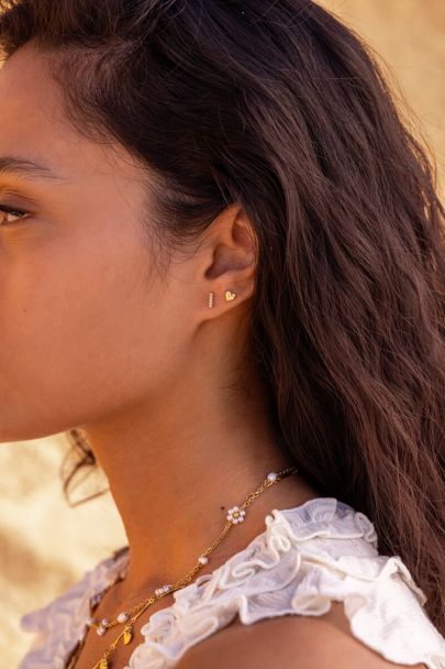 Ensemble de piercings d'oreille avec cœur et série de strass