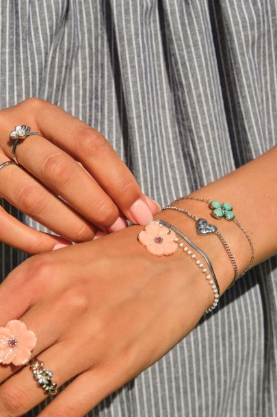 Botanical dubbele armband met peach bloem