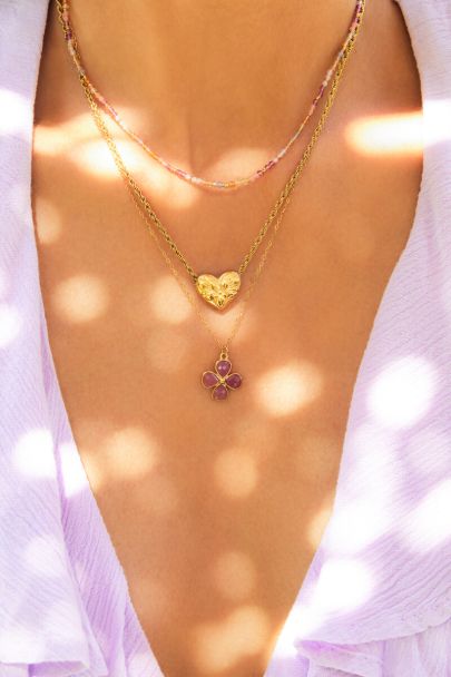 Botanical ketting met roze kralen