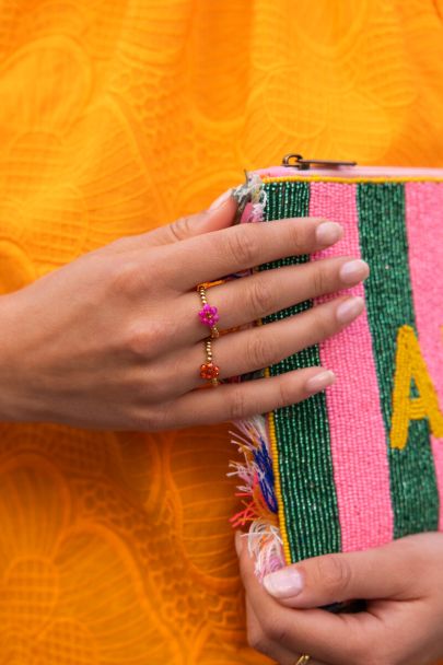 Ciao stretch ring met oranje bloem