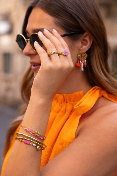 Bague Ciao avec fleurs peintes à la main