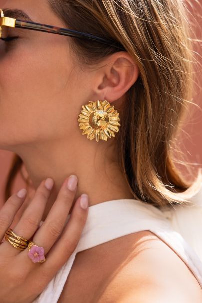 Ciao statement oorhangers met zonnebloem
