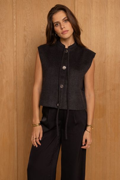 Dark grey wool  with buttons