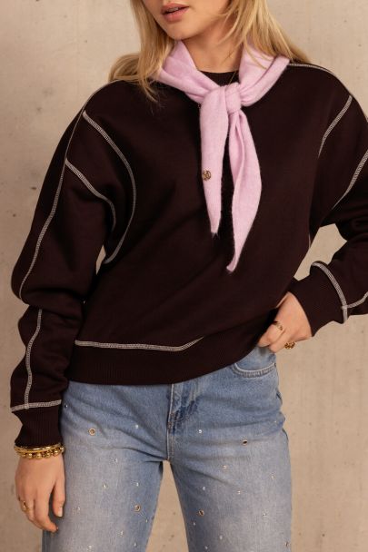 Brown sweater with contrast stitching