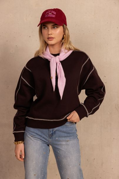 Brown sweater with contrast stitching