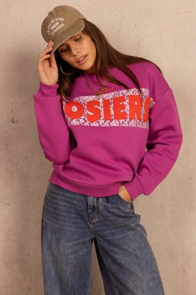 Paarse sweater met kant "Rue des rosiers"