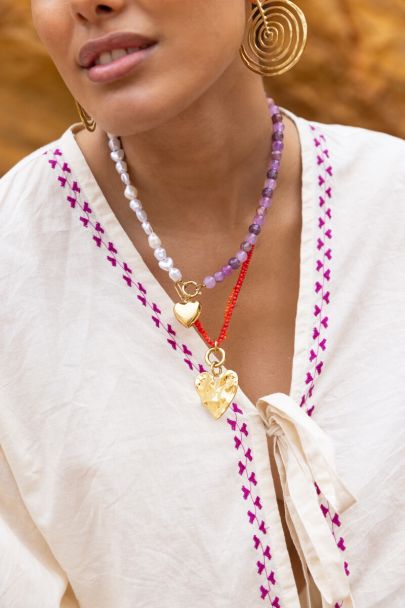 Nomads schakelketting met hartje en kralen