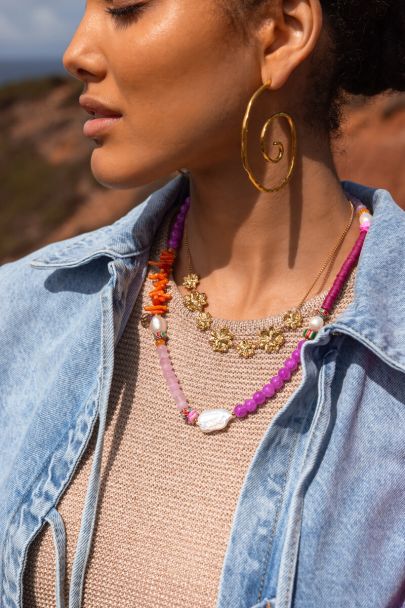 Nomads multikleur kralen ketting met zoetwaterparels