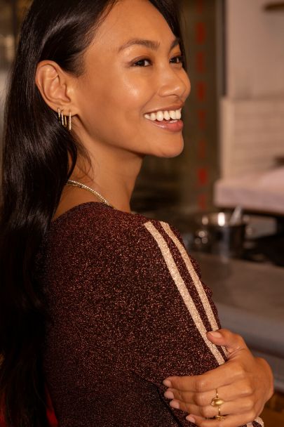 Midnight square hoop earrings midi