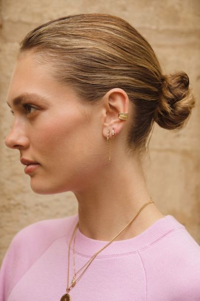 Magical studs with rhinestones and chain