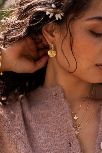 Boucles d'oreilles Mystic avec cœur et rose 