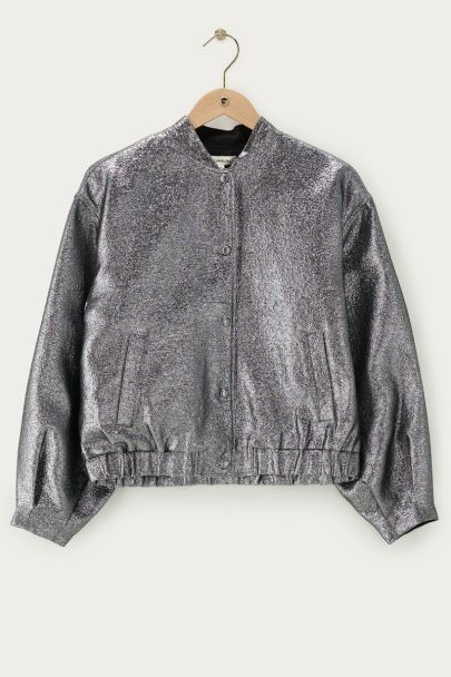Veste bomber métallique argentée
