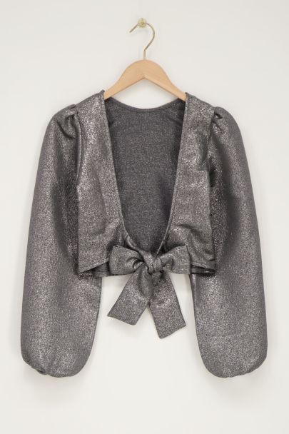 Zilverkleurige lurex top met strik