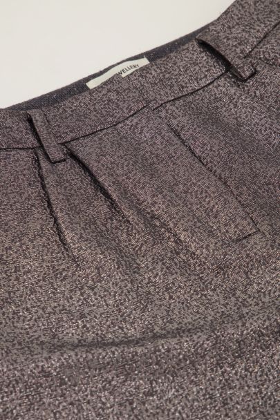 Zilverkleurige wide leg pantalon met lurex