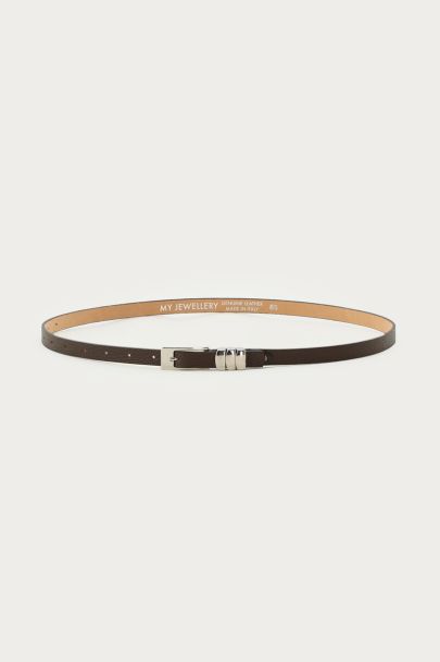 Ceinture fine en cuir marron foncé