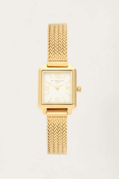 Square watch with braided chain strap