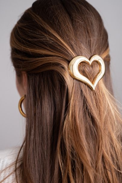 Goudkleurige haarspeld met open hart