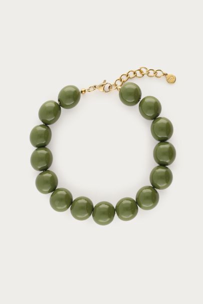 Statement armband met groene kralen