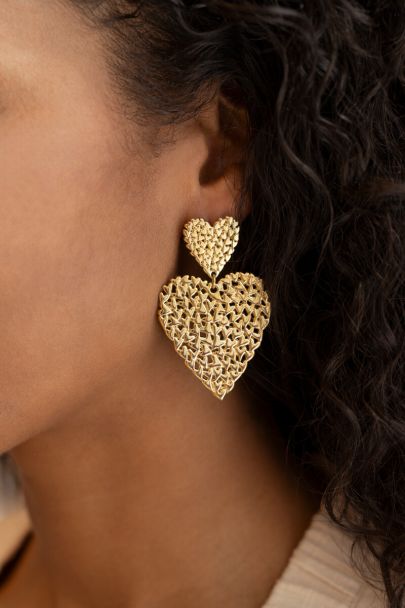 Boucles d'oreilles maxi avec doubles cœurs et petits cœurs