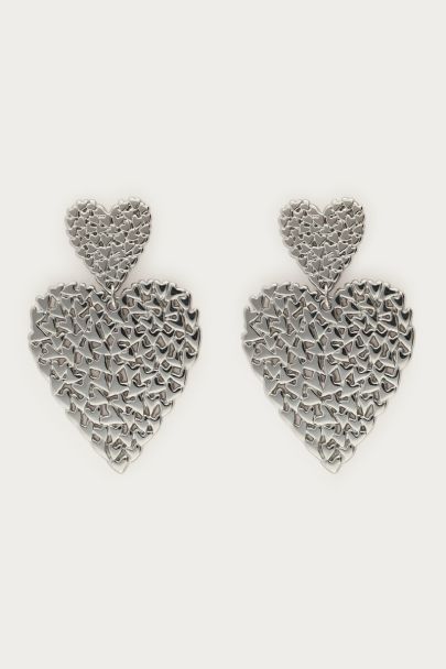 Boucles d'oreilles maxi avec doubles cœurs et petits cœurs